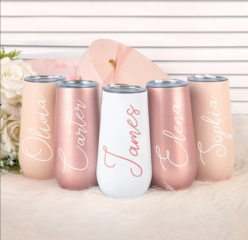 Personalised Stemless Champagne Flutes