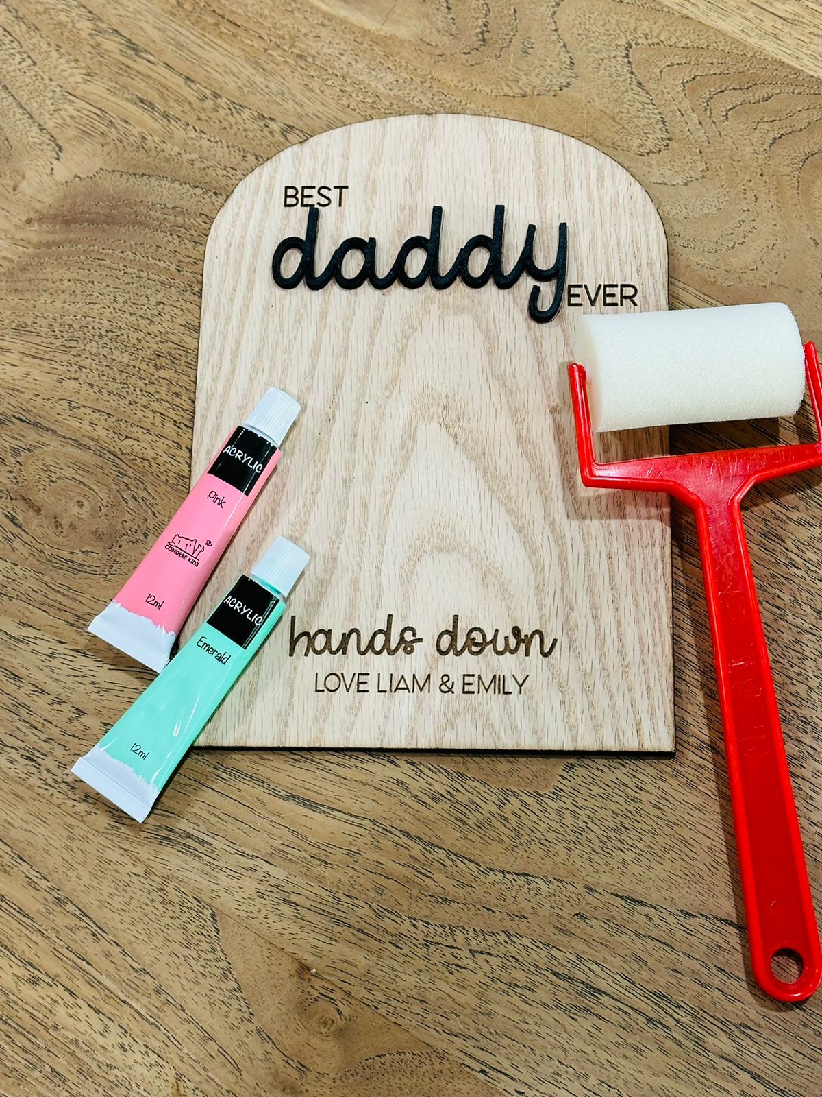 Personalised Handprint Sign: "Best Daddy Ever, Hands Down"