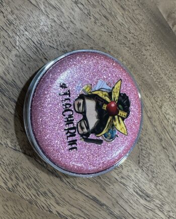 Teacher Life Glitter Compact Mirror